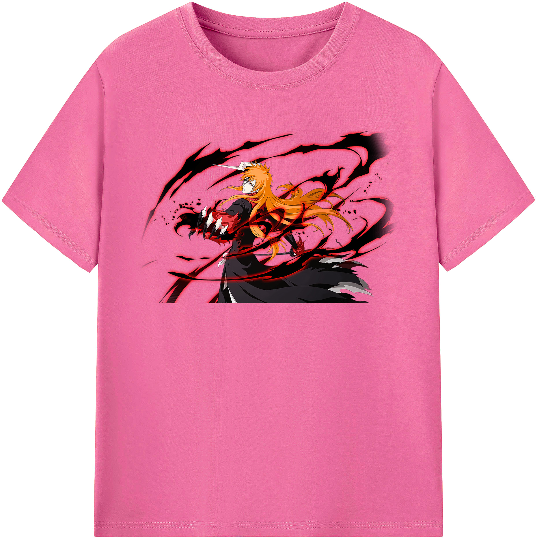 （画像用） ブリーチ 黒崎一護（くろさき いちご）BLEACH Kurosaki Ichigo レディースカジュアルプリントTシャツ（綿100％）